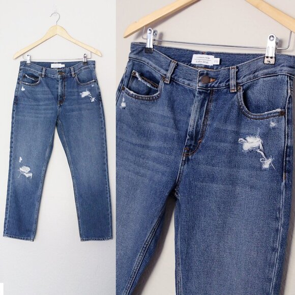 & Other Stories High Waist Distressed Slim Fit Denim Jean Mid Blue Size 28 $119 - Picture 2 of 15